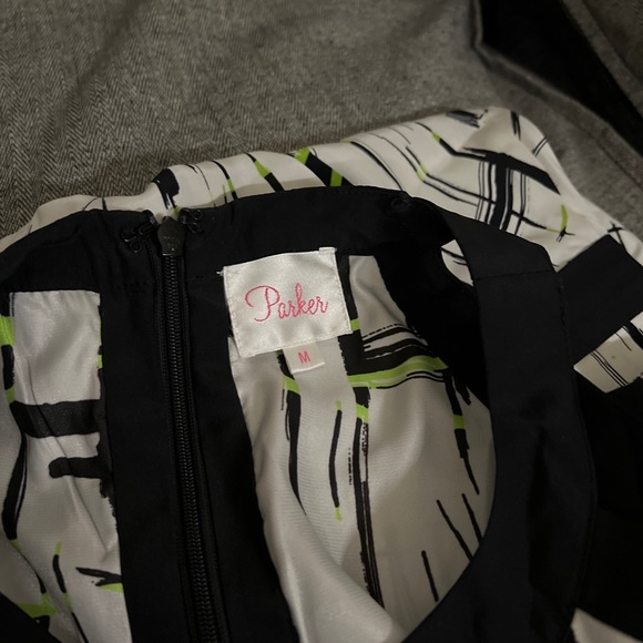 Parker Geometric Silk Halter Keyhole Dress - Size M - Picture 11 of 13